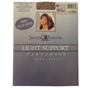 Jaclyn Smith Light Support Pantyhose Plus Size E 1X Beige Sandalfoot